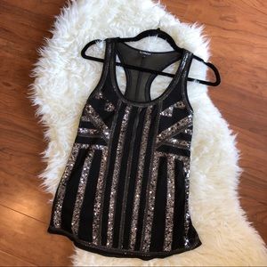 Express Sequined Racerback Tank Top